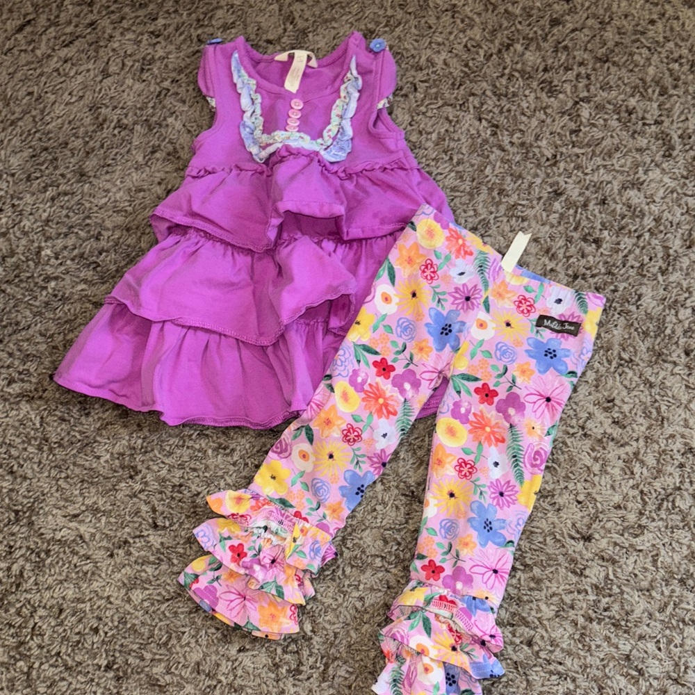 Matilda Jane Purple Ruffle Set with Floral Pants